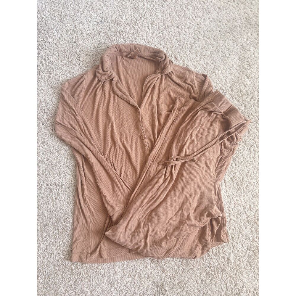 SKIMS Soft Rib Pajama Set Camel Size Medium - Picture 2 of 3